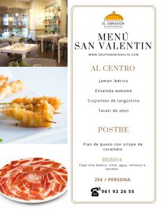 Menú San valentin restauran
